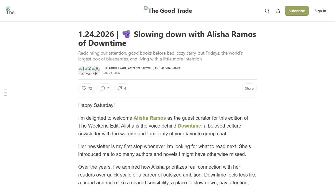 1.24.2026 🫐 Slowing down with Alisha Ramos of Downtime